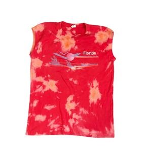 VTG Red Custom Bleach Florida Nature Cut Off Shirt Size‎ Large Single Stitch
